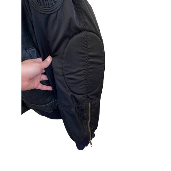 VTG Harley Davidson Black Leather, Nylon Bomber Jacket Men's Size XL Regular Fit - Picture 9 of 10